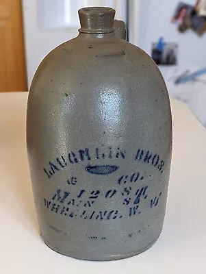 ***MINT*** Laughlin Bros Merchant Crock Wheeling WV  1 Gallon Stoneware Jug  • $349.99