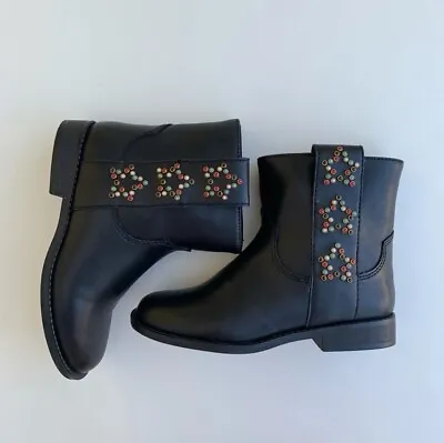 Zara Little Girls (US 12.5) Black MoTo Boots • $15