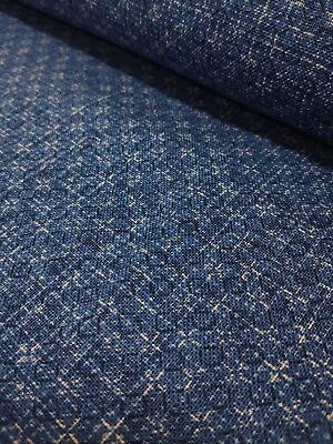 Japanese Traditional Indigo Linen Kimono Cotton Fabric For Quilting 850327-32 • £9
