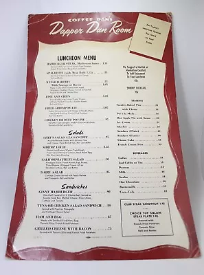 Coffee Dan's Dapper Dan Room Vintage San Francisco California Restaurant Menu !! • $39.99