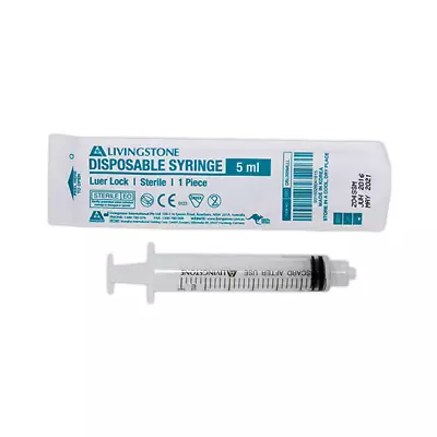 $15.35 • Buy Livingstone Syringe, 5ml, Luer Lock Tip, Latex Free, Hypoallergenic, Sterile, 1