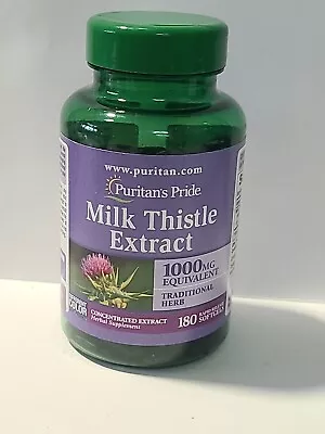 Puritan's Pride Milk Thistle Extract 1000 Mg Pills- 180 Softgels Exp 05/2026 • $14