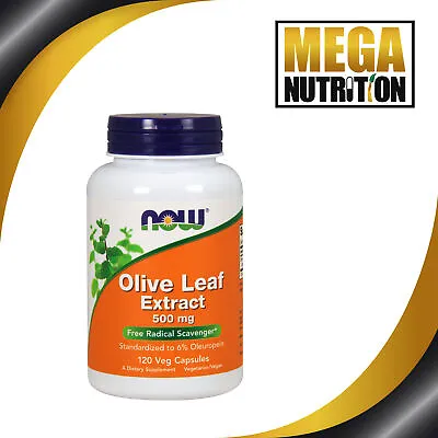 NOW Foods Olive Leaf Extract 500mg 120 Veg Caps | Vegan Herbal Supplement • £22.99