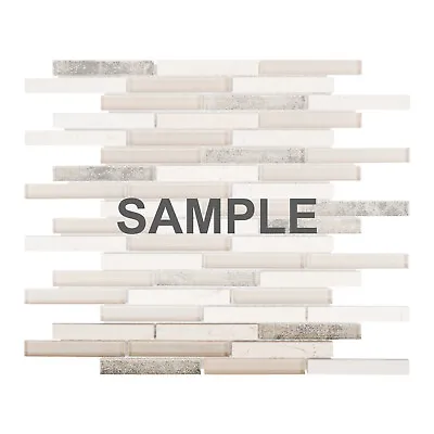 Crema Marfil Marble Stone Beige Gold Glass Brick Joint Mosaic Tile Backsplash • $3.99