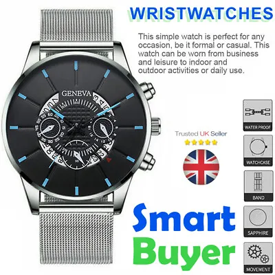 Mens Army Military Stainless Steel Wrist Watch Quartz Date Analog Sports Watches • £4.95