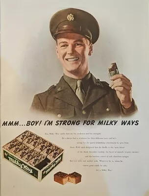 1942 Vintage Mars Milky Way Print Ad. WW2 Soldier Smiling With Candy Bar • $8.99