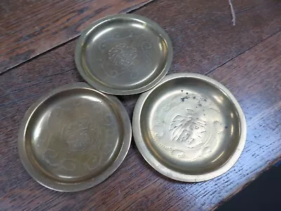 Vintage 3 Brass  Ashtrays - Sacco Maker -  Marked With Numbers • $5