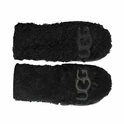 Ugg Curly Pile Flip Black Sheepskin Logo Winter Womens Mittens Size Small New • $69.99