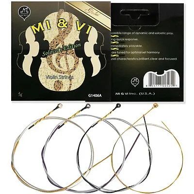 $29.99 • Buy MI&VI SOLOIST'S Violin Strings 4/4 Full Set,SYNTHETIC Core,Ball End,Golden E