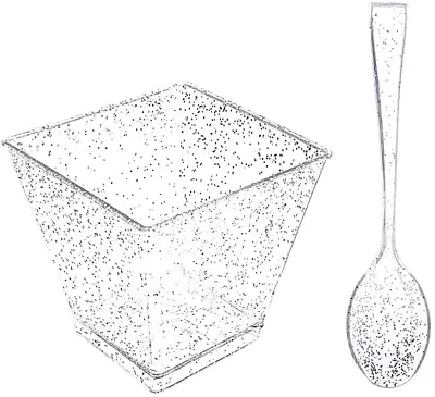 200 Pieces Plastic Dessert Cups With Mini Spoons Silver Glitter 100 Pieces 2 Oz • $29.75