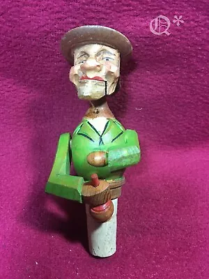 Vintage Anri Wooden Bottle Stopper Drinking Man • $29.99