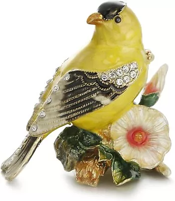 Bejeweled Enameled Animal Trinket Box/Figurine With Rhinestones- Oriole Bird • $44.99