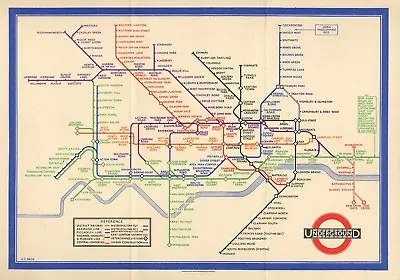 Retro London Tube Map (1933) Poster A0-A1-A2-A3-A4-A5-A6-MAXI 709 • £17.99