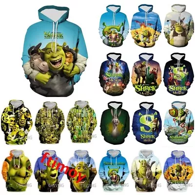 Mens Womens Shrek Costume Hooded Hoodies Sweatshirt Pullover Jumper Tops Gift UK • £13.19