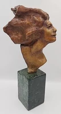 Gothic Female Signed  Bronze Marble Statue  Bust Sculpture Decor 14 1/2  T • $409.99