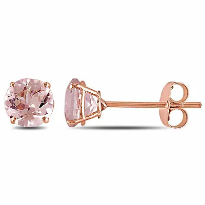 1 Ct Round Cut Simulated Morganite Stud Earring Rose Gold Plated 925 Silver • $2.99