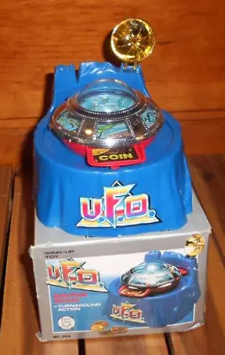 Vintage U.F.O. Savings Bank Wind-Up Toy With Turnaround Action In Box 80’s • $14.99