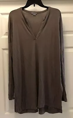 VINCE Size M Taupe Long Sleeve Viscose Tunic Top • $29.99