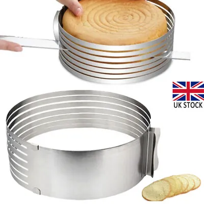 Cake Layer Slicer Ring Mold Adjustable Stainless Steel Mousse DIY Round Cutter • £7.40