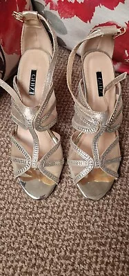 Quiz Size 6 Gold Sparkle Strappy Party Shoes Worn Once Great Order  • £14.99