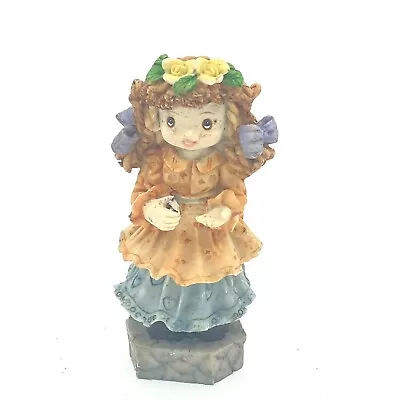 K's Collection 4  Resin Figurine Child Doll Girl Yellow Flowers Braided Hair • $5.49