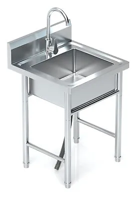 Utility Kitchen Sink Standing Stainless Steel Commercial Restaurant New • $149.99