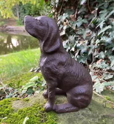 Metal Cast Iron Small Sitting Dog Statue Garden Ornament 🐶 • £14.50