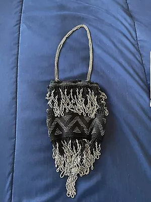 Vintage Steel Beaded Crocheted Flapper Drawstring Purse - 1920s Heavy • $60