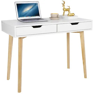 39  Small Computer Desk Writing Table Home Office Desk Vanity Desk W/ 2 Drawers • $78.58