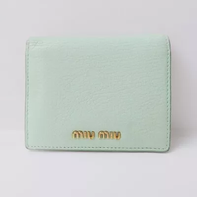 Auth Miumiu - Green Leather Bifold Wallet • $133