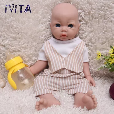 17'' Vivid Silicone Reborn Baby Doll Blue Eyes Boy Newborn Floppy Silicone Doll • $119.44