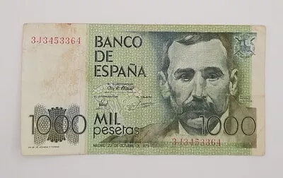 1979 / Banco De España Spain - 1000 Pesetas Banknote Serial No. 3J 3453364 • £1