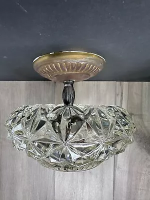 Vintage Glass & Brass Ceiling Mount Light Fixture - **Beautiful** • $90