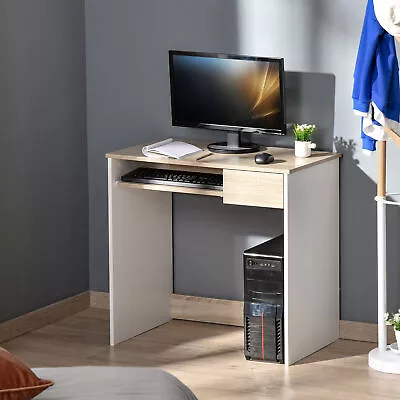 Compact Computer Table With Keyboard Tray Drawer Study Office Writing Desk • £43.99