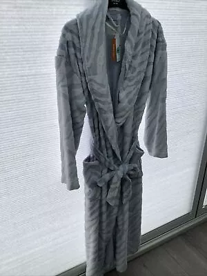 M&S Ladies Long Warm & Cosy Blue Fleece Dressing Gown Medium 12-14 • £19.99