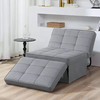 Sofa Bed 4 In 1 Convertible Chair Folding Ottoman Lounger Sleeper Metal Frame • £204.29