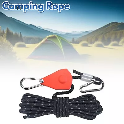 Camping Rope With Ratchet Pulley Peg Washing Clothes Line Travel Clothesline AUS • $13.49