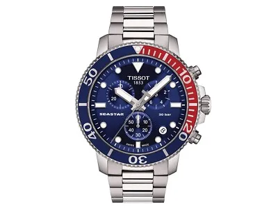 TISSOT Seastar 1000 Quartz Chrono Blue Dial Pepsi Swiss Watch T120.417.11.041.03 • $357.95