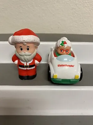 Lot Of 2 Fisher Price Little People Holiday Santa And Mrs. Claus Wheelies Racer • $14.99