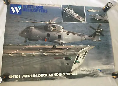 Westlands Helicopters Promotional A2 Poster EH 101 Merlin Deck Landing Trials • $1.87