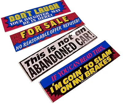 4 GENUINE VINTAGE 1980’s MIXED FUNNY BUMPER STICKERS HUMOR MADE IN THE USA • $7