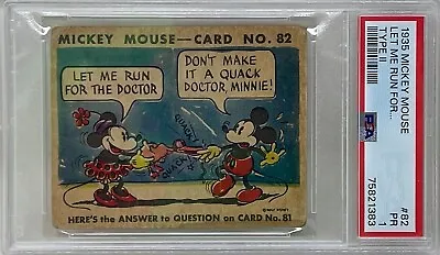 1935 Mickey Mouse Gum Card Type II Let Me Run For... #82 Walt Disney PSA PR 1 • $129.99