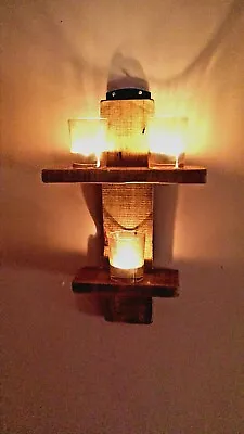 Rustic Reclaimed Pallet Wood  Wall Sconce / Tea Light Candle  Holder • £12.99