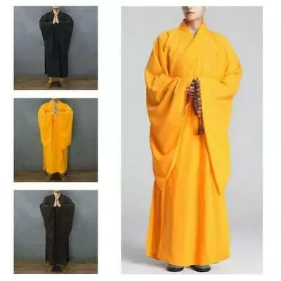 Unisex Buddhist Monk Dress Robes Shaolin Gown Frock Long Meditation Summer Solid • $38.47