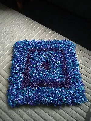 Rag Rug Handmade 50cm X 50cm Turquoise/Purple  • £25