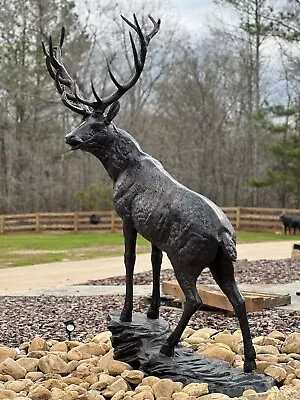 Elk On The Rock Aluminum Statue (Head Turning Left)  • $3330