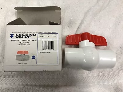 LEGEND VALVE ~ 201-454 ~ 3/4  White PVC Compact Ball Valve • $7.50