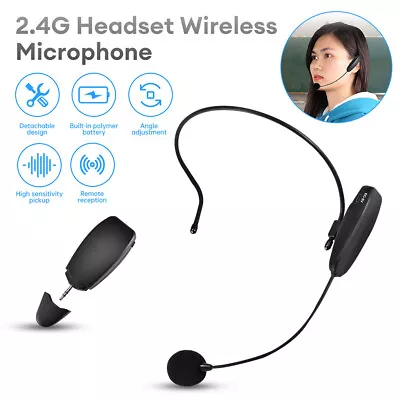 2.4G Wireless Microphone Headset Mic 50M Range-For Speaker Voice Teaching Yoga • £13.29