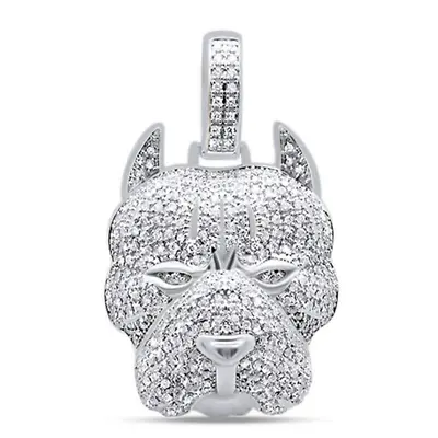 1.5Cttw Genuine Moissanite Micro Pave Mens Dog Charm Pendant 925 Sterling Silver • $249.99