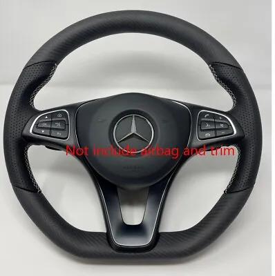 Real Carbon Fiber Matte Black/Gray Steering Wheel For 2015-2018 GLA250 W205 C300 • $379